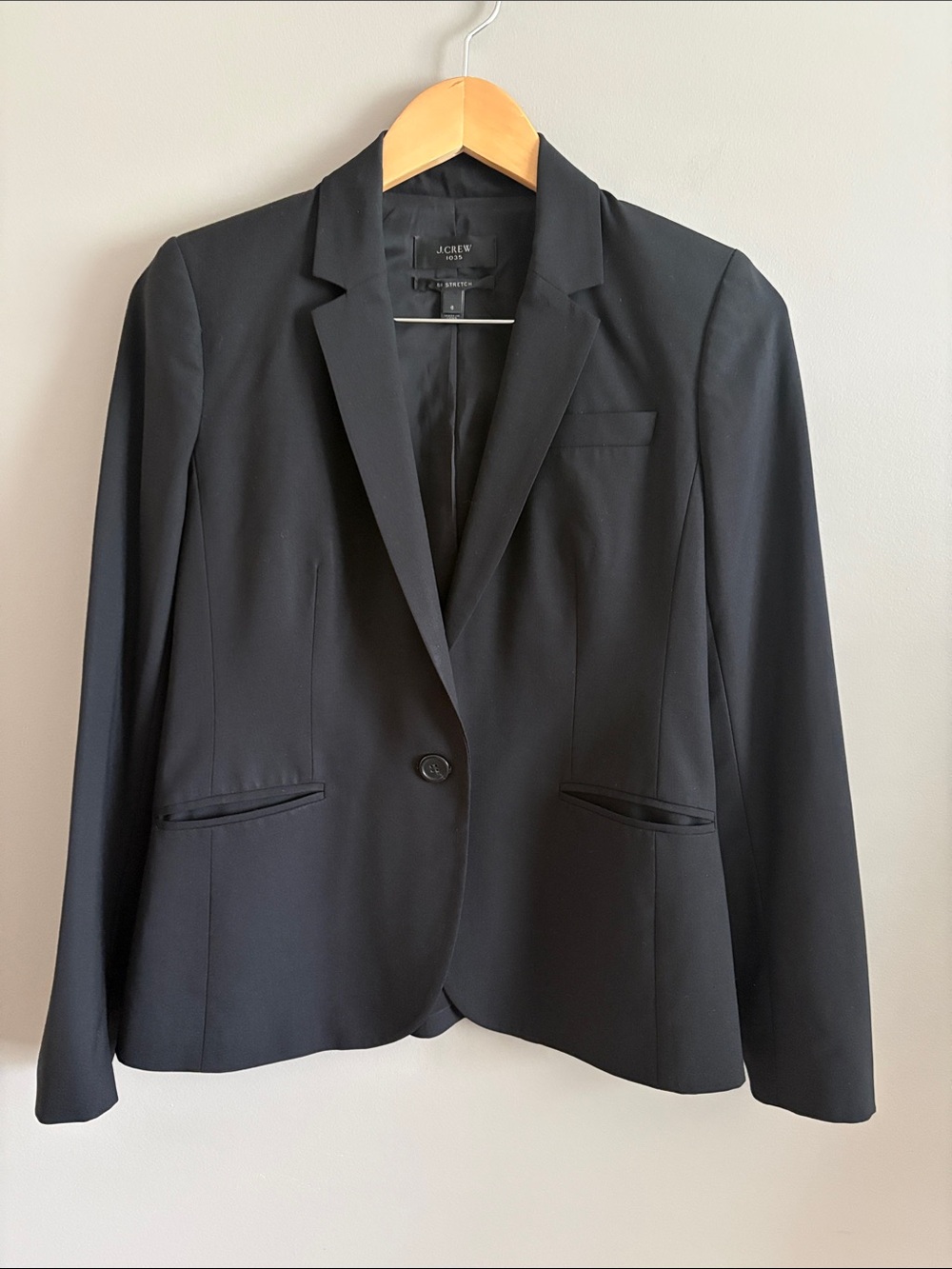 J. Crew 1035 Black Single-Button Blazer in a Stretch Wool - sz 6